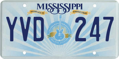 MS license plate YVD247