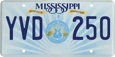 MS license plate YVD250