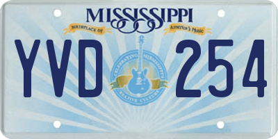 MS license plate YVD254