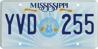MS license plate YVD255