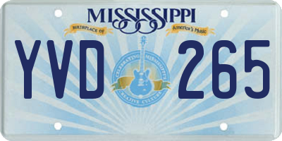 MS license plate YVD265