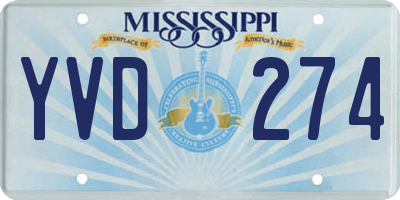 MS license plate YVD274