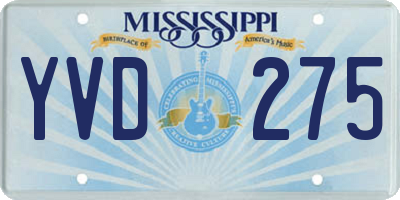 MS license plate YVD275