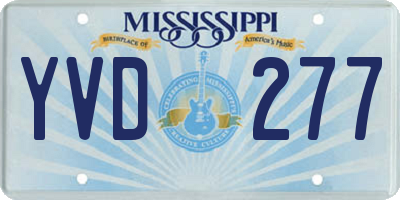 MS license plate YVD277