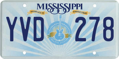 MS license plate YVD278