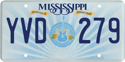 MS license plate YVD279