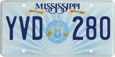 MS license plate YVD280