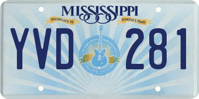 MS license plate YVD281