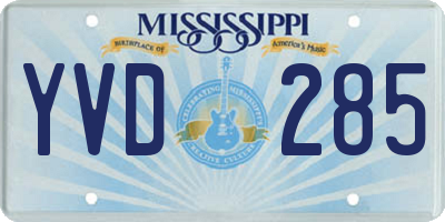 MS license plate YVD285