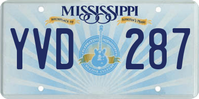 MS license plate YVD287