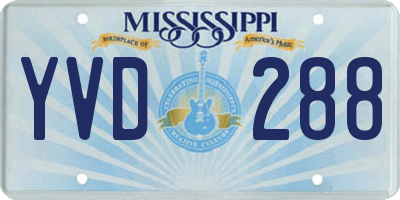MS license plate YVD288