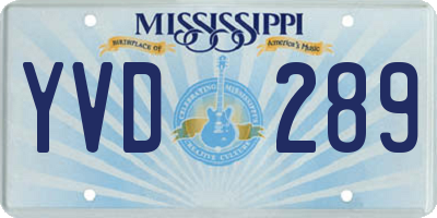 MS license plate YVD289