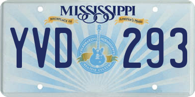 MS license plate YVD293
