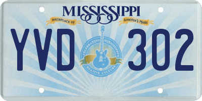 MS license plate YVD302