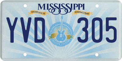 MS license plate YVD305