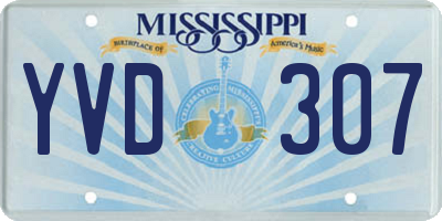 MS license plate YVD307