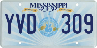 MS license plate YVD309