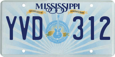 MS license plate YVD312