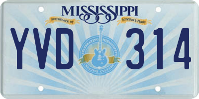 MS license plate YVD314