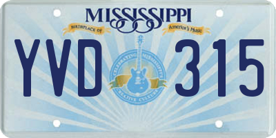 MS license plate YVD315