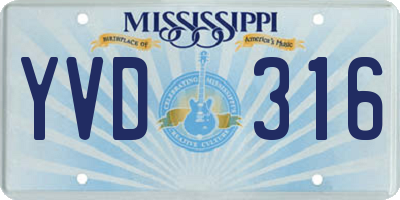 MS license plate YVD316