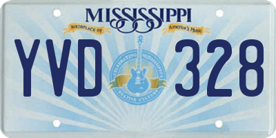 MS license plate YVD328