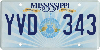 MS license plate YVD343