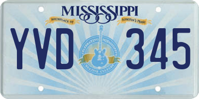 MS license plate YVD345