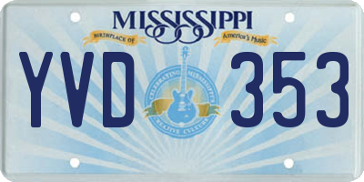 MS license plate YVD353