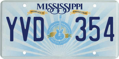 MS license plate YVD354