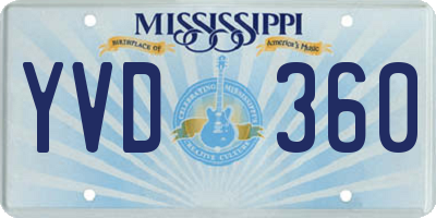 MS license plate YVD360