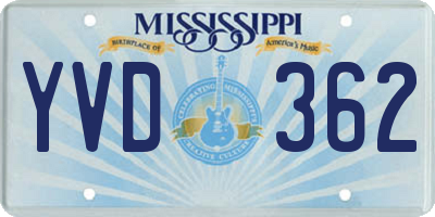 MS license plate YVD362