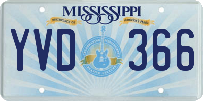 MS license plate YVD366