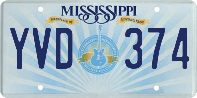MS license plate YVD374