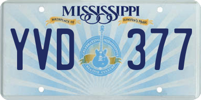 MS license plate YVD377