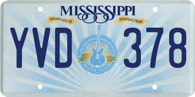 MS license plate YVD378
