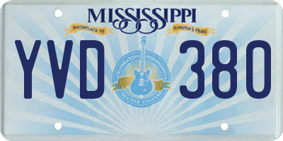 MS license plate YVD380