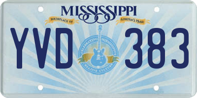 MS license plate YVD383
