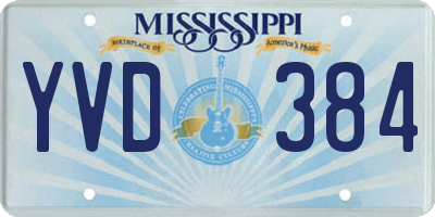 MS license plate YVD384