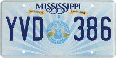 MS license plate YVD386