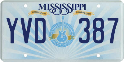 MS license plate YVD387
