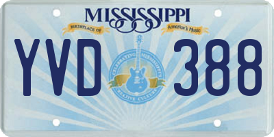 MS license plate YVD388