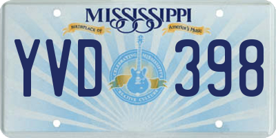 MS license plate YVD398