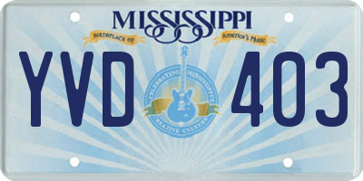 MS license plate YVD403