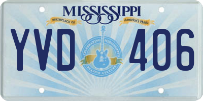 MS license plate YVD406