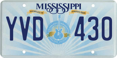 MS license plate YVD430