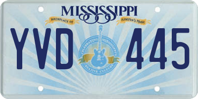 MS license plate YVD445