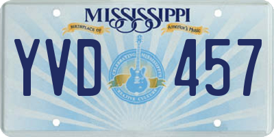 MS license plate YVD457