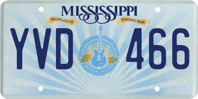 MS license plate YVD466