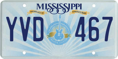 MS license plate YVD467
